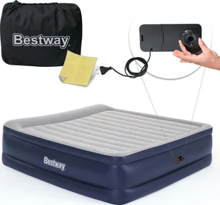 Bestway Materac dmuchany dwuosobowy z pompką elektryczną 203 x 193 x 56 cm Bestway 67692 67692 - Materace turystyczne - miniaturka - grafika 2