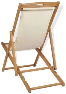 vidaXL Leżak, drewno tekowe, 56 x 105 96 cm, kremowy vidaXL - Meble turystyczne - miniaturka - grafika 4