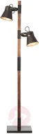 Lampy stojące - Brilliant Lampa podłogowa Plow 2 spoty, czarna/ciemne drewno - miniaturka - grafika 1