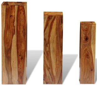 vidaXL Stojak na kwiaty, 3 elementy, lite drewno sheesham, brązowy - Donice - miniaturka - grafika 4