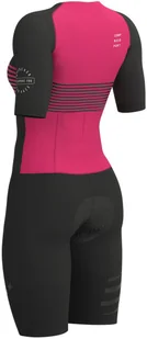 CompresSport Strój triathlonowy damski AERO SS TRISUIT czarno-różowy - Bielizna sportowa męska - miniaturka - grafika 6