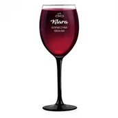 Gadżety dla niej i dla niego - Murrano Kieliszek grawerowany do wina z czarną nóżką onyx dla dziewczyny SKI-ONYX-023 - miniaturka - grafika 1