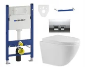 Stelaże i zestawy podtynkowe do WC - Geberit Mexen Lena Misa Wc Rimless Deska Przycisk - miniaturka - grafika 1