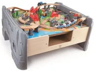 Pociągi dla dzieci - Hape stolik do zabawy z pociągiem 70 szt - miniaturka - grafika 1