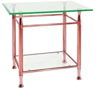 Ławy i stoliki kawowe - Haku-Möbel Haku meble z serii małych mebli drewnianych miedziowane płytka, półki ze szkła hartowanego 39120 - miniaturka - grafika 1