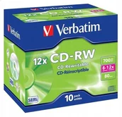 Pudełka i akcesoria na płyty CD - Verbatim Cd-rw 700MB 8-12X Jewel CASE*10 43148 - miniaturka - grafika 1