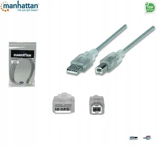 Manhattan Kabel USB a-b m/m 3m (srebrny) 340458 - Kable USB - miniaturka - grafika 4