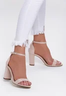 Sandały damskie - Renee Beżowe Zamszowe Sandały Bargaining - miniaturka - grafika 1