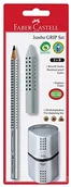 Ołówki - Faber-Castell Jumbo GRIP 2001, w tym zestawie 111996  ołówek automatyczny 1 ołówek, 1 gumka + 1 temperówka, srebrny 111996 - miniaturka - grafika 1