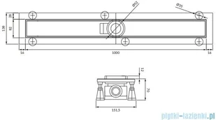 Omnires Lowfix odpływ liniowy z maskownicą pełną 100 cm czarny LOWFIX100GBL - Syfony - miniaturka - grafika 2