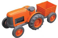 Bigjigs Toys Traktor z przyczepką pomarańczowy - Samochody i pojazdy dla dzieci - miniaturka - grafika 2
