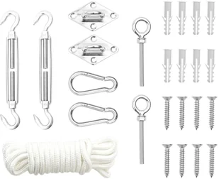 vidaXL 9-cz. zestaw akcesoriów do montażu żagla ogrodowego, stal - Pozostałe narzędzia ogrodowe - miniaturka - grafika 2