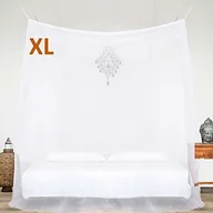 Moskitiery - EVEN NATURALS Premium siatka na komary na bardzo duże podwójne łóżko, moskitiera na łóżko z dwoma otworami, zestaw do zawieszenia, torba i eBook, zasłona rozmiaru kingsize, ochrona przed owadami, 100% gwarancja zad (ENMNRLWN) - miniaturka - grafika 1