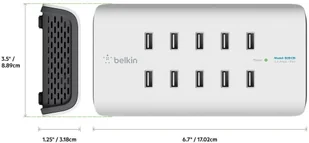 Belkin Rockstar 10-portowa ładowarka USB-A (10 x 2,4 A szybkie ładowanie), biała B2B139vf - Huby USB - miniaturka - grafika 11