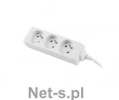 Listwy zasilające - Lanberg lanberg Listwa zasilająca 1.5m biała 3 gniazda kabel wykonany z pełnej miedzi (PS0-03E-0150-W) - miniaturka - grafika 1