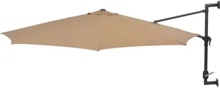 vidaXL Parasol ścienny z LED, na metalowym słupku, 300 cm, kolor taupe 312525 - Parasole ogrodowe - miniaturka - grafika 3