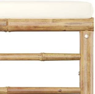 VidaXL Lumarko Podnóżek ogrodowy, śmietankowa poduszka, bambus 313147 VidaXL - Pufy i podnóżki - miniaturka - grafika 4