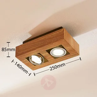 Lampenwelt com 2-punktowy spot LED Vince, kolor drewna - Lampy sufitowe - miniaturka - grafika 3
