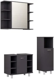 vidaXL 3-cz. zestaw mebli łazienkowych, wysoki połysk, szary, płyta vidaXL - Meble łazienkowe - miniaturka - grafika 2