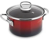 Garnki - LAMART Garnek z pokrywką EMAIL LT1180 Czarny/Czerwony - miniaturka - grafika 1
