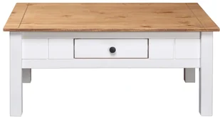 vidaXL Stolik kawowy, biały, 100x60x45 cm, lita sosna, seria Panama - Ławy i stoliki kawowe - miniaturka - grafika 5