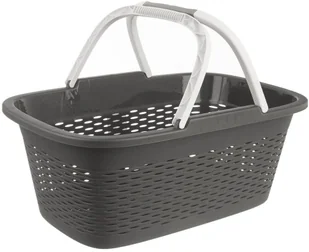 Orion Kosz koszyk pojemnik łazienkowy na pranie odzież bieliznę miska 29L SZARY ze składanymi uchwytami 730547 - Kosze na bieliznę - miniaturka - grafika 4