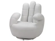Fotele - Vente-Unique Fotel obrotowy w kształcie dłoni CATCHY z materiału skóropodobnego - Biały - miniaturka - grafika 1