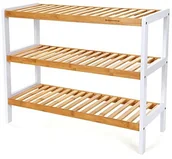 Meble do przedpokoju - SONGMICS Songmics regał na buty wykonany z bambusa, kolor: biały i naturalny - miniaturka - grafika 1
