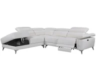 Narożniki - LINEA SOFA Narożna sofa z elektryczną funkcją relaksu PASCALINE ze skóry - Kolor kości słoniowej - narożnik lewostronny - miniaturka - grafika 1