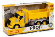 Samochody i pojazdy dla dzieci - POLESIE 86273 "Profi' samochód-wywrotka z napędem, żółta, światło, dźwięk w pudełku - miniaturka - grafika 1