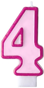 Party Deco Świeczka cyferka czwórka 4 różowa - 1 szt. SCU1-4-006 - Urodziny dla dorosłych - miniaturka - grafika 2