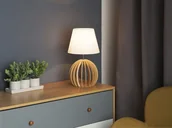 Lampy stojące - Beliani Lampa stołowa biała SAMO - miniaturka - grafika 1