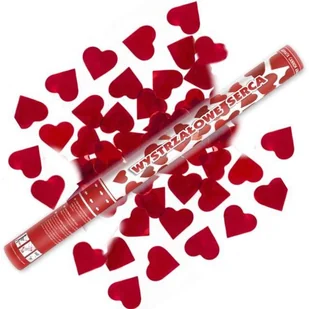 Partydeco Tuba z sercami czerwony 60cm 1szt - Wesele i ślub - miniaturka - grafika 2