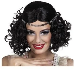 Boland Peruka Retro czarna z opaską - 1 szt. B85797 - Dodatki do strojów karnawałowych - miniaturka - grafika 2