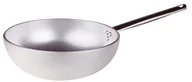 Woki - Pentole Agnelli pentole agnelli Wok nadaje się do kuchenek indukcyjnych z składane dno, wykonany z aluminium, z uchwytem ze stali szlachetnej, srebrny, srebrny/czarny, 28 cm ALMR1111W28 - miniaturka - grafika 1