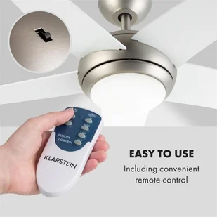Klarstein Bolero, wentylator sufitowy typu 2 w 1, 134 cm, lampa 55 W, pilot zdalnego sterowania, biały VTS6-Bolero W - Wentylatory sufitowe - miniaturka - grafika 3