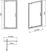 Ścianki i drzwi prysznicowe - Cersanit Cersanit Arteco Drzwi prysznicowe uchylne 80x190 cm profile chrom szkło transpartentne CleanPro S157-007 - miniaturka - grafika 1