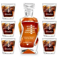 Karafki - Murrano Zestaw Karafka Łamana z 6 Szklankami Grawer Dla Taty KARK_6xSZC-006 - miniaturka - grafika 1