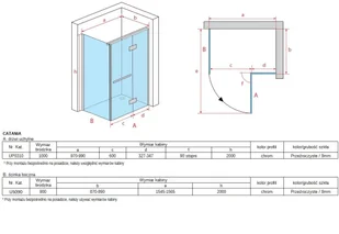 Atrium Catania 100x90 UP0310+US090 - Kabiny prysznicowe - miniaturka - grafika 8