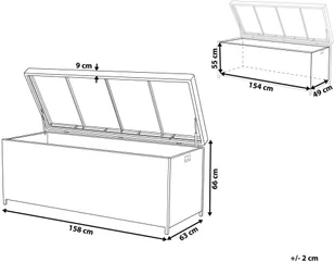 Beliani Skrzynia na poduchy rattanowa szara 158 x 63 cm MODENA - Pozostałe meble ogrodowe - miniaturka - grafika 4