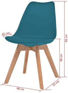 vidaXL Krzesła, 4 sztuki, sztuczna skóra, lite drewno, turkusowe - Krzesła - miniaturka - grafika 5
