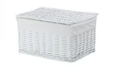 Kosze wiklinowe - CORSAN CORSAN Kosz wiklinowy zamykany BIAŁY z wyściółką ECRU 58x43x35 cm 520A - miniaturka - grafika 1