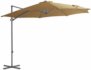 vidaXL Parasol wiszący ze stalowym słupkiem, 300 cm, kolor taupe - Parasole ogrodowe - miniaturka - grafika 2