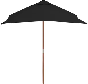 vidaXL Parasol ogrodowy na drewnianym słupku, czarny, 150x200 cm 313884 - Parasole ogrodowe - miniaturka - grafika 4