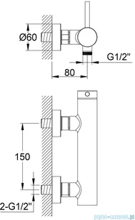 Kohlman Axel Gold bateria prysznicowa złoty połysk QW120AGD | - Baterie wannowe i prysznicowe - miniaturka - grafika 2