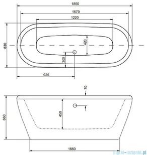 PMD Piramida Besco Victoria 185x83 biała WKV-185-WO - Wanny - miniaturka - grafika 3