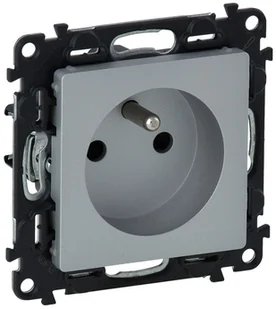 Legrand Valena Life Gniazdo 2P+Z z przesłoną AUTO Zac sprężyna Aluminium - Gniazdka elektryczne - miniaturka - grafika 2