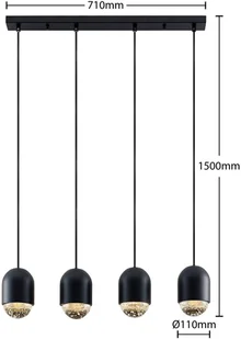 LUCANDE Lucande Amielle lampa wisząca, 4-punktowa, czarna - Lampy sufitowe - miniaturka - grafika 5