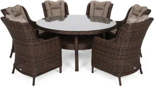 HOME &amp; GARDEN HOME & GARDEN Meble ogrodowe technorattanowe Bristol Round Elegant 150 cm Brown Mat / Brown Melange 6+1 671124 - Meble ogrodowe - miniaturka - grafika 2