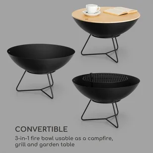 Blumfeldt Blumfeldt Orbit, stalowa misa paleniskowa typu 3 w 1, 60 cm średnicy, grill 40 cm, stolik, czarna GDW27-Orbit - Paleniska ogrodowe Blumfeldt Blumfeldt Orbit, stalowa misa paleniskowa typu 3 w 1, 60 cm średnicy, grill 40 cm, stolik, czarna GDW27-Orbit - Paleniska ogrodowe - miniaturka - grafika 3